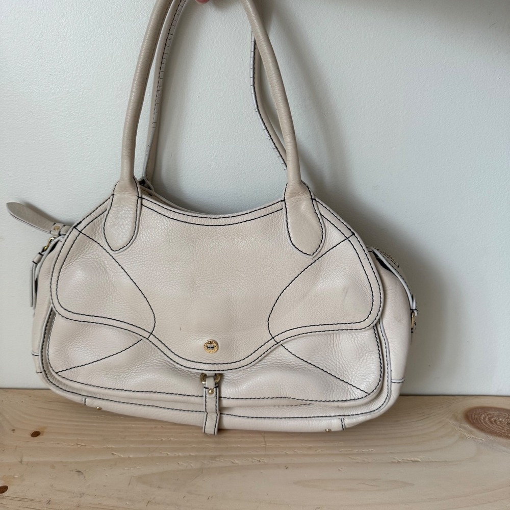 Cole Haan Cream Pebbled Leather Shoulder Bag Y2K Boho Slouchy Purse